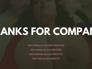 Aliceinboobieland Chaturbate stream image from May 22, 2025