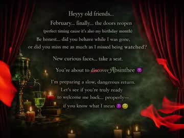 Absinthee Chaturbate stream image from February 02, 2026